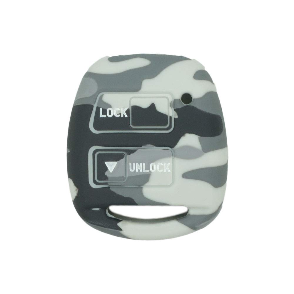 BROVACS Silicone Cover Protector Case Holder Skin Jacket Compatible with TOYOTA Camry Corolla RAV4 Prado LEXUS 2 Button Remote Key Fob CV2421 Camouflage Grey
