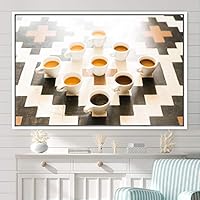 Framed Canvas Wall Art Coffee in The Mornings Coffee Dark Drinks Farmhouse/Country Group Multicolor Photography Realism - 16x24 inches