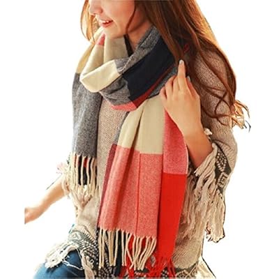Wander Agio Women's Fashion Long Shawl Big Grid Winter Warm Lattice Large Scarf Wander Agio Women's Fashion Long Shawl Big Grid Winter Warm Lattice Large Scarf
