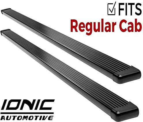 Ionic Billet Black Running Boards (fits) 2007-2014 Chevy Silverado GMC Sierra Regular Cab (Gas Engine)