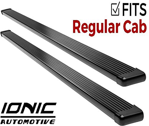 Ionic Billet Black Running Boards (fits) 2007-2014 Chevy Silverado GMC Sierra Regular Cab (Gas Engine)