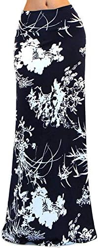 GotStyle Vivicastle Women's Spand Long Solid Rayon Foldover Maxi Skirt