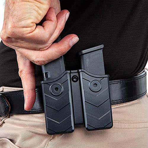 HQDA Double Magazine Pouch, 9mm .40 Double Mag Pouch Fits Glock 17 19