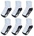 Deluxe Adult Non Anti Skid Slip Slipper Resistant White Crew Grip Socks For Men (Shoe size 5-9, 6 packs/white grey)