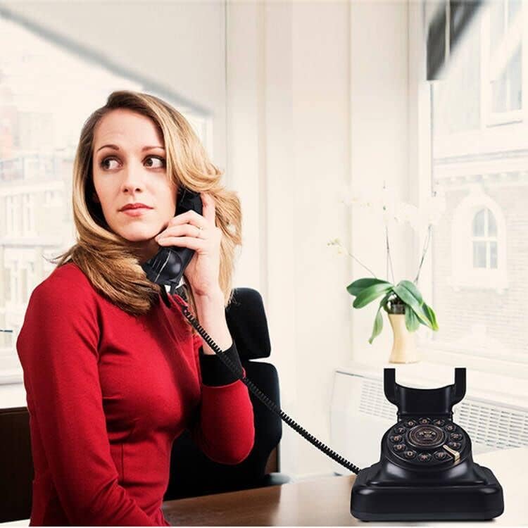 Sangyn Retro Landline Telephone Adjustable Ringer Volume Vintage Phone with Redial Function Corded Desk Old Phone for Home Office Hotel, Black