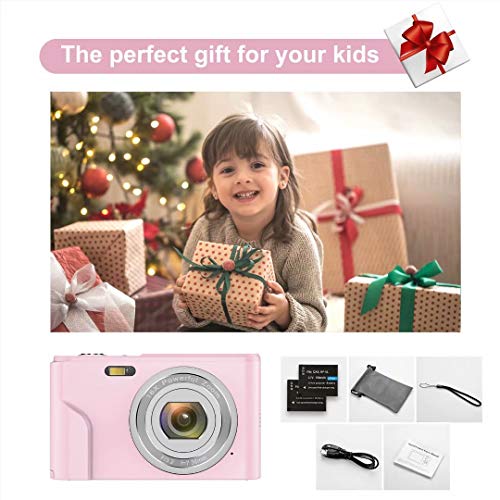 Digitalkamera 1080P HD Kompaktkamera 36 Megapixel Mini-Videokamera 2,4" LCD Digitalkamera wiederaufladbare Fotokamera mit 16X Digitalzoom für Studenten/Erwachsene/Kinder/Anfänger (Rosa) – Bild 8