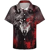 Hurspmr Button Down Shirt for Men Casual Skull Print Hawaiian Shirts Beach Short Sleeve