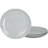 LaGlint 10.5 inch Dinner Plate Set of 6, Lightweight Round Opal Glass Grey Dinnerware Plates, Dishwasher and Microwave Safe