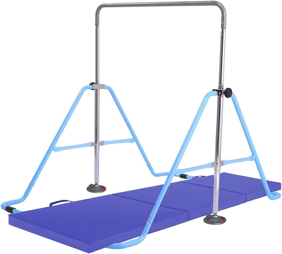 Gymbarpro Gymnastics Training Bar for Kids Expandable Adjustable Height Folding Horizontal Bar for Home