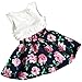 Jastore Girls Letter Love Flower Clothing Sets Top+Short Skirt Kids Clothes (6-7T)