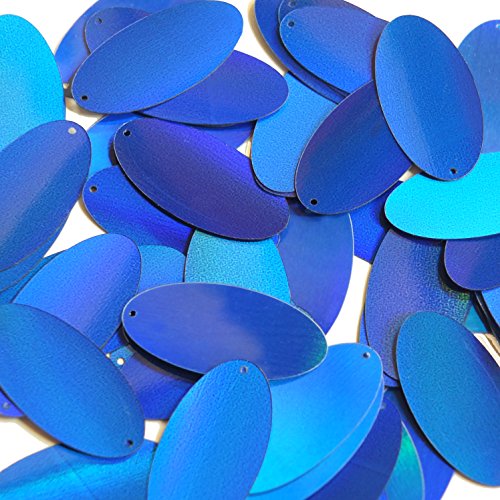 Sequin Oval Blue Lazersheen 1.5 inch Couture Loose Pailletttes. Made in USA.