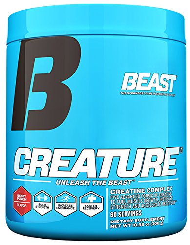 Beast Sports Creature Creatine Complex- 5 High Quality Forms of Creatine including Creatine Monohydrate. Build Muscle Fast. 2 Time Creatine Supplement of the Year. 300 Gms 60 Servings, Beast Punch