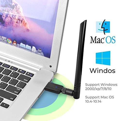 Wireless WiFi Adapter 1200Mbps USB3.0 WiFi Dongle 2.4G/5G 802.11ac Network Adapter with High Gain Antenna for Desktop Laptop PC Support Windows XP/10/8/8.1/7/Vista/2000,Mac 10.4-10.13