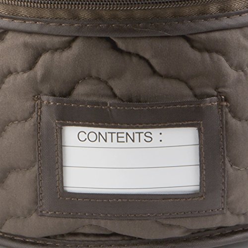 Richards Homewares 4 Pieces Fine China Dinnerware Plates Storage Set - Deluxe Quilted Plush Microfiber - Contents Label Window - Brown - Thumbnail 5