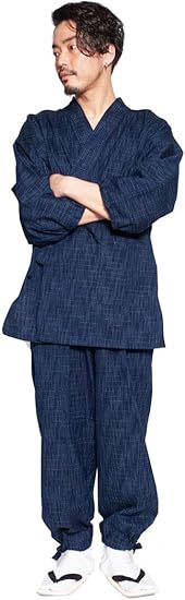 Amazon 作務衣 メンズ 日本製 通年 おしゃれ 久留米織 紬 綿 M L Ll サイズ 甚平 通販