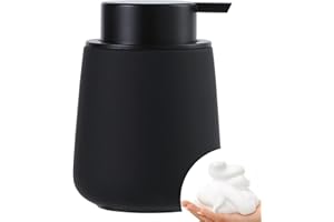 BosilunLife Foam Hand Soap Dispenser - 12 oz Bathroom Lotion Hand Pump Dispenser Black Foaming Hand Soap Dispenser Ceramic Dish Liquid Dispenser for Kitchen Hand Wash Dispenser (Rubber Paint)