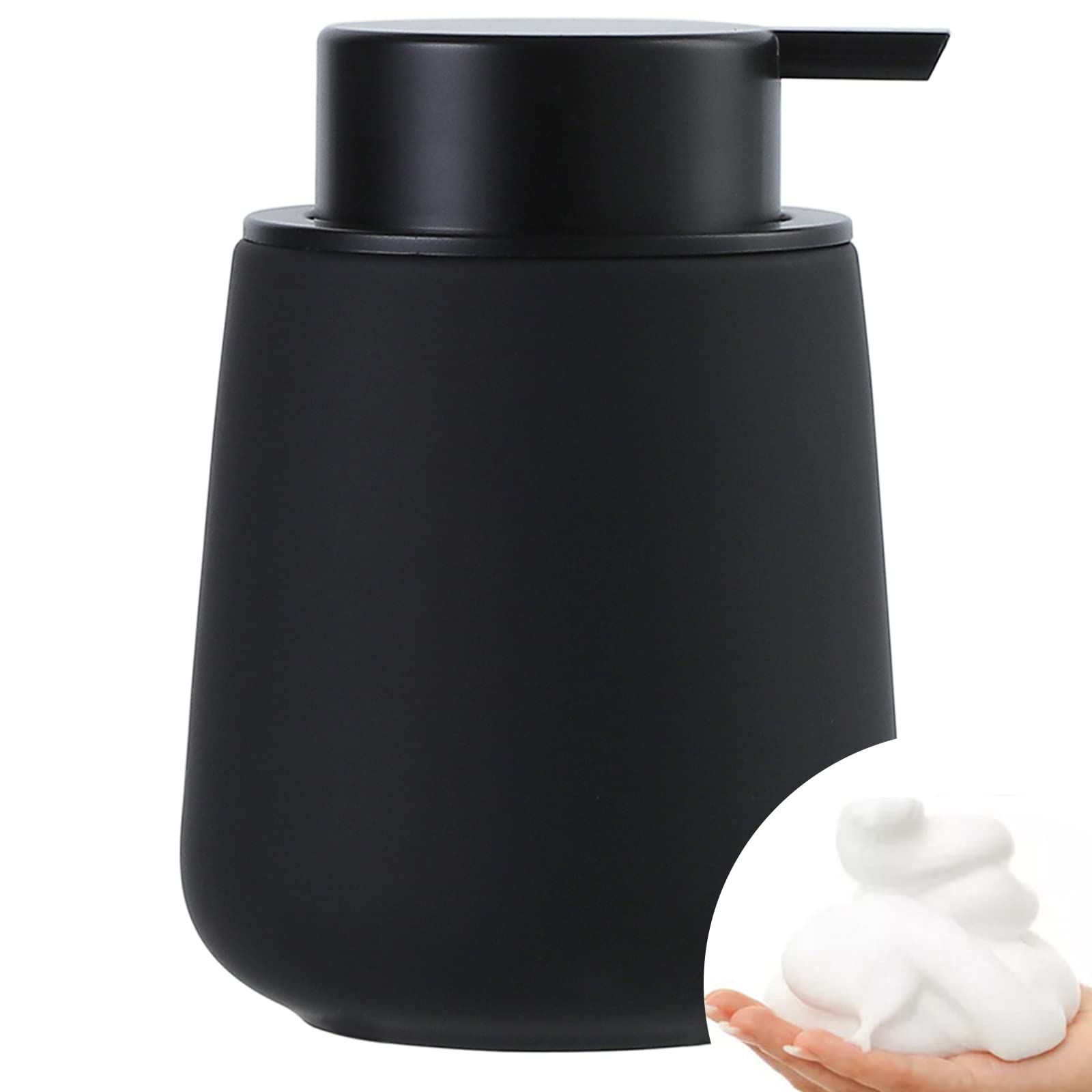 Photo 1 of BosilunLife Foam Hand Soap Dispenser - 12 oz Bathroom Lotion Hand Pump Dispenser Black Foaming Hand Soap Dispenser Ceramic Dish Liquid Dispenser for Kitchen Hand Wash Dispenser (Rubber Paint)