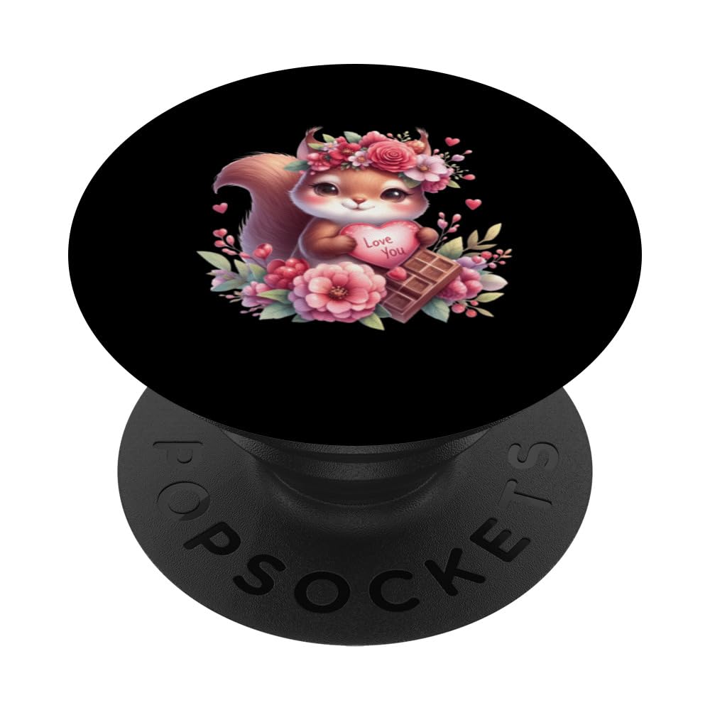 lovely valentine woodland animals with roses PopSockets Swappable PopGrip