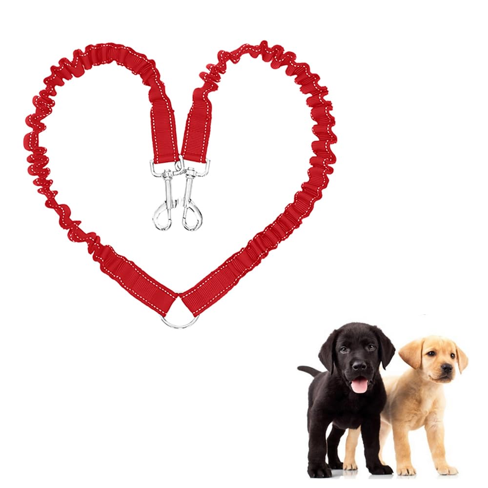JVHLOV Double Dog Lead Coupler, 360° Rotatable and Adjustable Dual Dog Leash, No Tangles for Small, Training and Jogging, For Walking Puppy, Small, Medium, Large dog