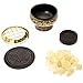 Alternative Imagination Premium Bundle of Black Carved Brass Incense Holder with Copal Resin. Comes with 10 Charcoal