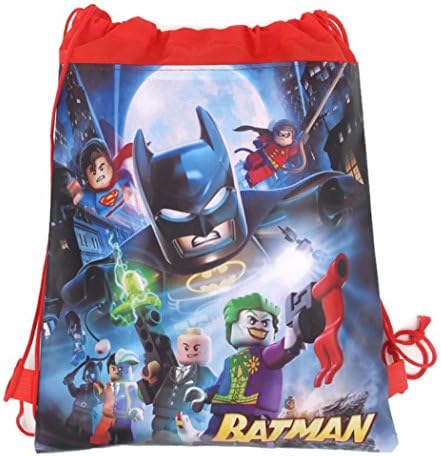 SKS Express Cartoon Drawstring Backpack Bag for Kids (Batman Lego Red)