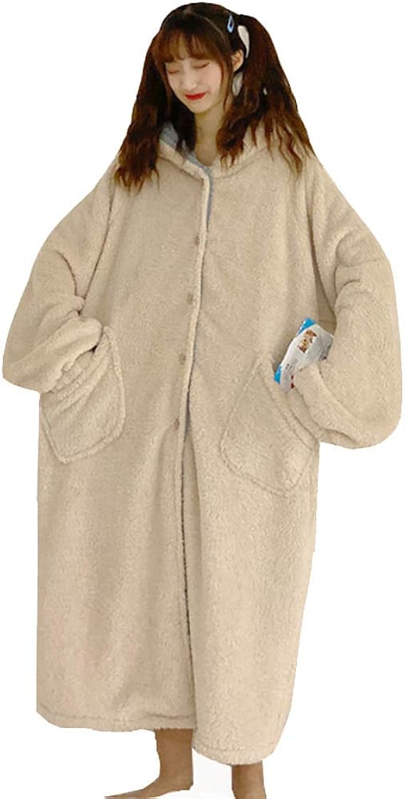 Amazon Yorkfine パジャマ レディース かわいい ルームワンピース ネグリジェ ルームウェア 冬 もこもこ ワンピース Lomohanaga 寝巻き 恐竜 動物 帽子付き 女性用 もこもこ ふわふわ 裏起毛 ねこ 部屋着 ルームウェア 長袖 青 ルームワンピース ネグリジェ 通販