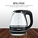 Ovente 1.5L BPA-Free Glass Electric Kettle, Fast Heating with Auto Shut-Off and Boil-Dry Protection, Cordless, LED Light Indicator, Black (KG83B) (Renewed)