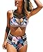 Yonala Women's Sexy Printed High Waist Bandage Bathing Suits Bikini Swimsuit (L, Black)