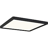 Quoizel Outskirts Square Flush Mount Ceiling Light, 15 Inch Earth Black, Dimmable Integrated LED 2700 Lumens, 30 W, Close to 
