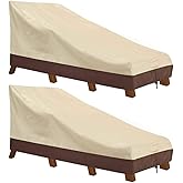 Vailge Waterproof Patio Chaise Lounge Cover, 600D Heavy Duty Outdoor Lounge Chair Covers,UV Resistant Patio Furniture Covers,2 Pack-Medium,Beige & Brown