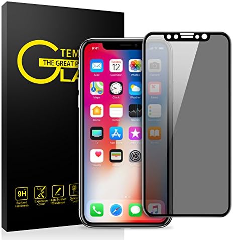 iPhone X Privacy Screen Protector, OSSKY iPhone X 3D Curved Anti - Spy Full Coverage Unbreakable Tempered Glass Screen Cover Shield for Apple iPhone X /10, 5.8 Inch - Black