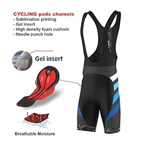 FDX Cycling Bib Shorts Men’s – 3D Gel Chamois Padded Bicycle Tights with Mesh Straps, Silicon Leg Grippers – Breathable…