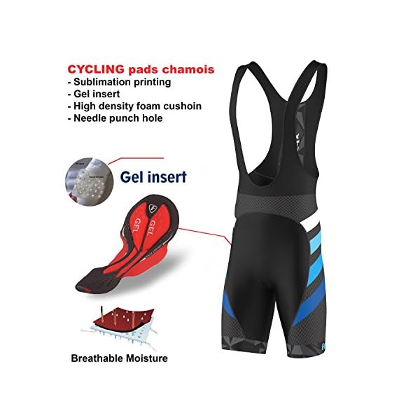 FDX Cycling Bib Shorts Men’s 3D Gel Chamois Padded Bicycle Tights