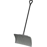 Suncast 27&rdquo; Steel Core Snow Pusher with Curved Blade, D-Grip Handle, Steel Shaft, Heavy-Duty Snow Removal Tool for Effortless Clearing