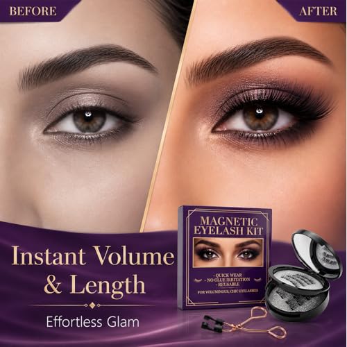 Magnetic Eyelashes Kit - 8 Pairs Magnetic Lashes Natural Look with Applicator - Reusable & No Glue Needed - 2 Natural Styles for Daily Makeup - Easy to Wear False Lashes