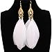 Silvercell Long Eardrop Dangle Earrings Bohemia Handmade Feather