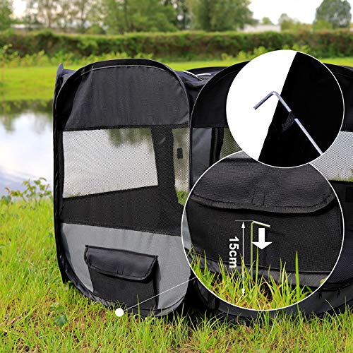 dibea Puppyuitloop van Oxford-weefsel, vrijloophok, dierenbox, kleur zwart/grijs - Afbeelding 5