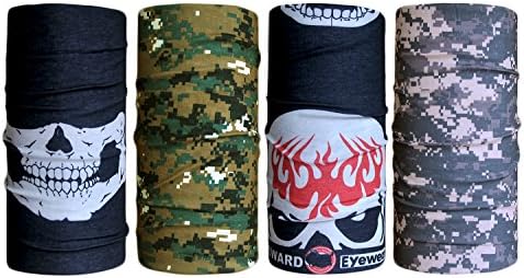 Loogu Multifunction Pack of 4 Pcs Seamless Style Bandanna Headwear Scarf Wrap Cool Neck Gaiters. Perfect for Running & Hiking, Biking & Riding, Skiing & Snowboarding, Hunting, Working Out & Yoga for Women and Men.