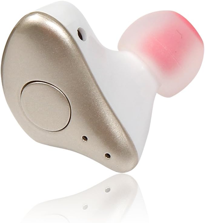 Cannan Mini Bluetooth Earbud Smallest Wireless Invisible Headphone Earbuds with Microphone Noise Cancelling Hands-Free Calls for Apple iPhone and Android Smartphones (Gold)