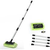 Forgrace 60" Car Wash Brush with Long Handle, Green | Flow Through Auto Cleaning,| Extendable Handle,|Soft Bristle Brush for Car, RV, Boat, Solar Panel, Deck Washing, House Side