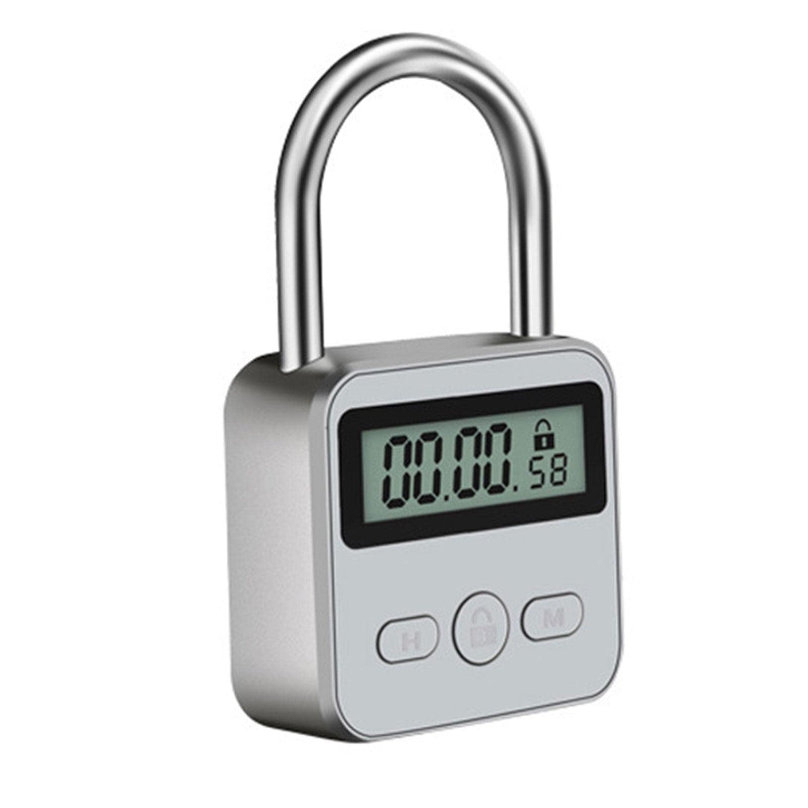 Metal Timer Lock, LCD Display Electronic Time Padlock 99 Hours Max Timing, USB Rechargeable Timer Padlock, Multi-Function Electronic Timer Lock