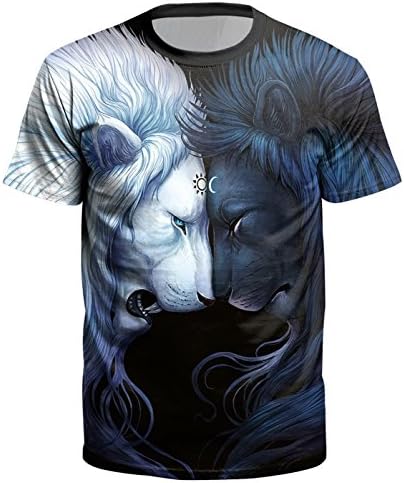 Ocean Plus Mens 3D Print Fit Tees Short Sleeve T-Shirt Round Collar Tee Animal Print Shirt Streetwear Tops