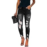 KUNMI Women's Ripped Skinny Jeans Distressed Stretchy Denim Pants