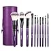 Makeup Brushes Set with Travel Bag, Purple 10 PCS Prime Professional Cosmetics Foundation Powder Brow Fan Eyeshadow Highlighter Primer Blush Concealer Face Make Up Brush with Holder Carrying Case Kit
