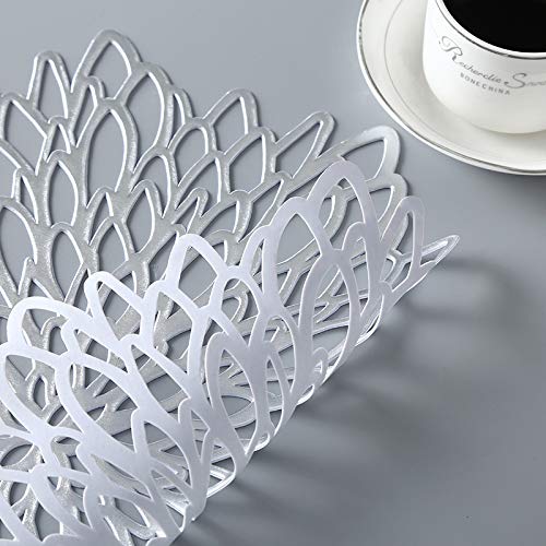 WARMTONE Silver Placemats Charger Plates Set of 10 for Round Tables