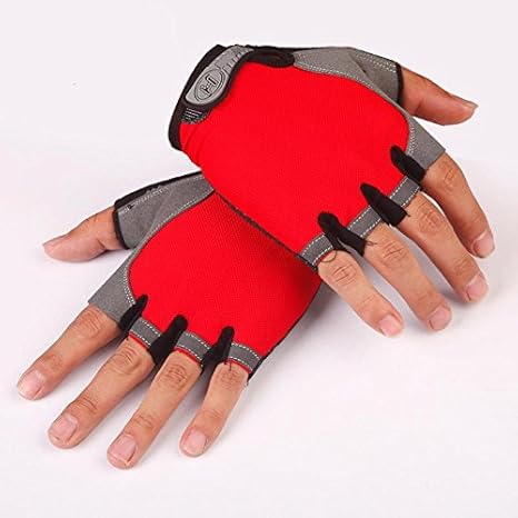 LALA LIFE Shockproof Anti-Slip Outdoor Professional Road Bike Bicycle Half Finger Cycling Gloves for Men Sport Gloves(Grey)