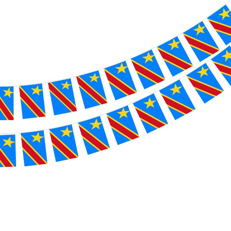 Pandiui23 Congo Flag 40 Pieces Congo Flag Garland Congo 11.4M