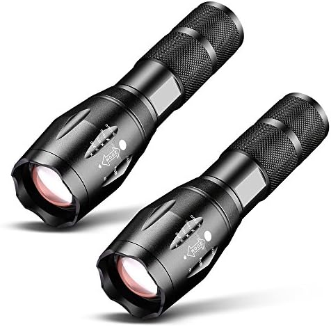 8000 Lumens Flashlight 5-Mode CREE XM-L T6 LED Flashlight Bike Bicycle Torch Clip Holder by 118650 Battery or 3AAA Battery(2 Packs)