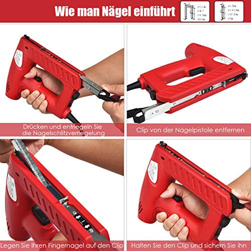 COSTWAY 2-in-1 Elektrischer Tacker Nagler Elektrisches Nagelpistolen Kit mit 1200 Tackerklammern und 300 Nägel / 20… – Bild 3