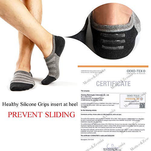 M&Z Mens Low Cut No Show Casual Mesh Cotton Non-Slip Socks 6PackSize S : US Shoe Size 5-8